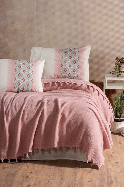 Cotton Box Jacquard Double Duvet Set Papina Pudra
