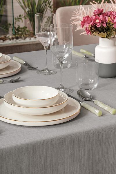 Cotton Box Plain Tablecloth Gray 155x160
