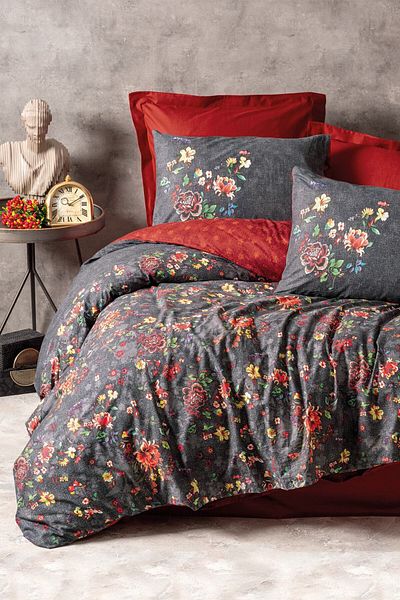 Cotton Box Feminine Single Duvet Cover Set Sierra Claret Red