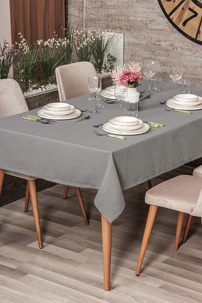 Cotton Box Plain Tablecloth Gray 155x160
