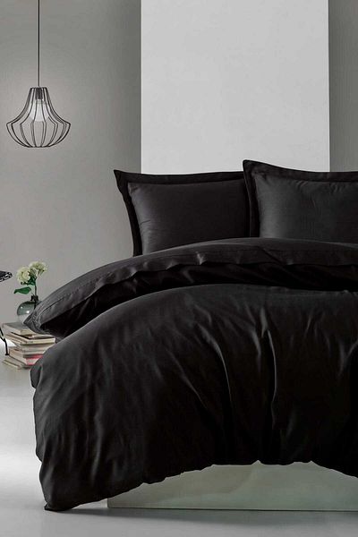 Cotton Box Set cuvertură dublu elegant din satin negru