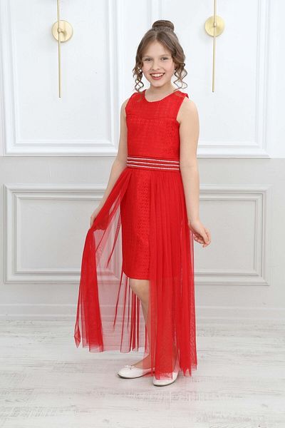 Jannock Girl's Red Evening Dress Age 9. 10 years. 11 years old. 12 years. 13 years old. 14 years old.