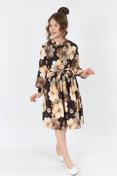 Asortik Kids Girl's Summer Dress with Necklace 7 Years-8 Years-9 Years-10 Years