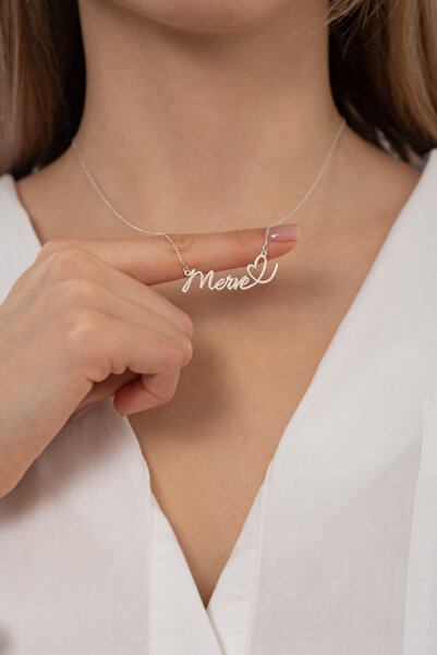 HomSilverjewelry 925 Ayar Gümüş Kişiye Özel Isimli Kalp Tasarımlı Kadın Kolye