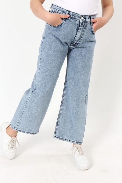 Asortik Kids Kids Mom Jeans Denim Trousers High Waist Wide Cut
