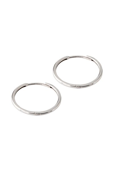 Uşaklıhafız 1945 14 Ayar Altın Ince Beyaz Halka Küpe 18 Mm