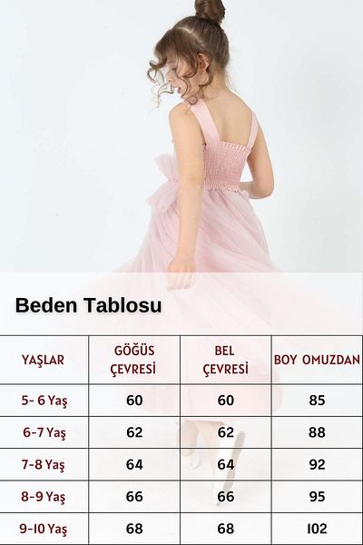 Asortik Kids Παιδικό βραδινό φόρεμα σομόν Φόρεμα γάμου με μοτίβο γκουπέρ 6 ετών-7 ετών-8 ετών-9 ετών-10 ετών