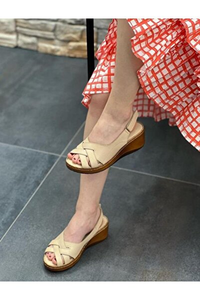 DİVA Diva Cream Filled Leather Daily Γυναικεία Σανδάλια