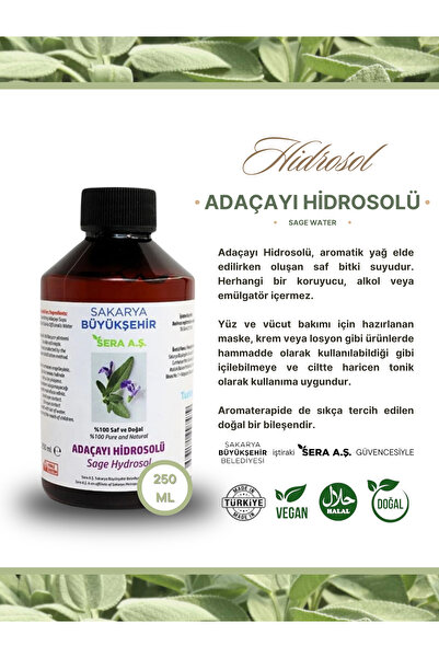 SBB SERA Adaçayı Hidrosolü 250ml (HİDROSOL/HİDROLAT) - % 100 Doğal Helal Vega...