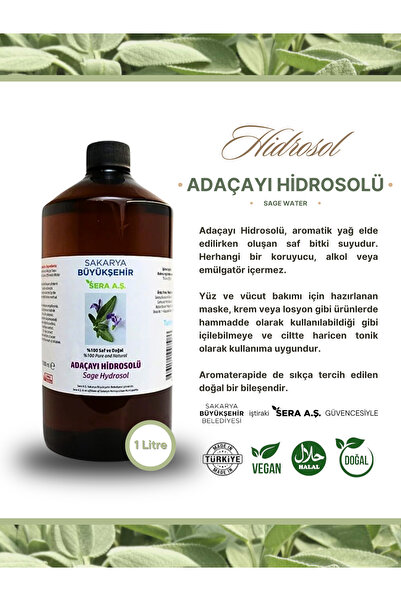 SBB SERA Adaçayı Hidrosolü 1l (HİDROSOL/HİDROLAT) - % 100 Doğal Helal Vegan S...
