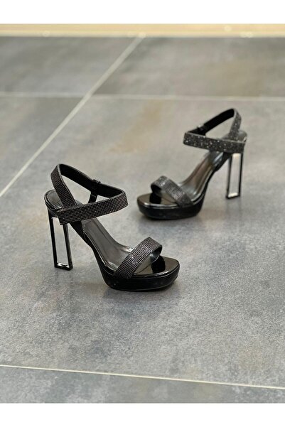 DİVA Γυναικεία βραδινά παπούτσια Diva Black Platform Stone