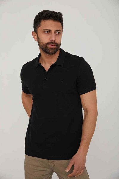 Cazador Jazz 4613 - 4713 Polo Neck Ανδρικό μπλουζάκι με γιακά πικέ μαύρο