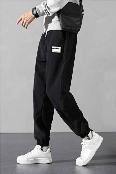 MOONBULL Fleece Fabric Oversize Black Men's Sweatpants
