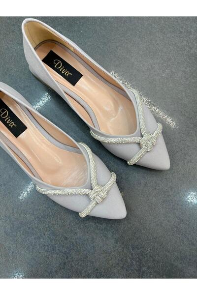 DİVA Diva Silver Satin Stone Γυναικεία Καθημερινά Μπαλαρίνα