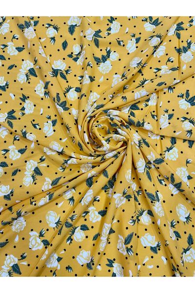 Esterella ROSE PATTERN /VISCON/ WOVEN PART FABRIC/ EN : 145 CM YELLOW COLOR