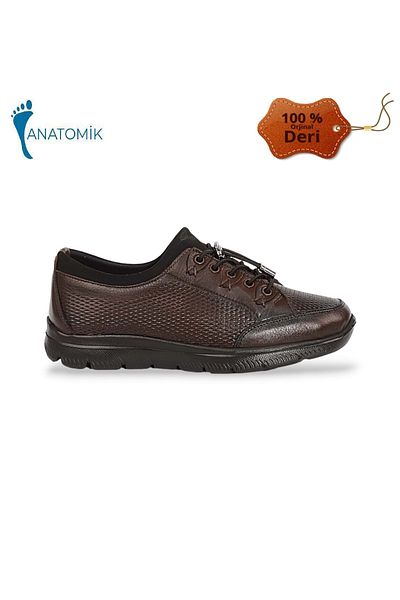 Konfores 1845-415021 Genuine Leather Anatomical Sole Seasonal Shoes - NKT01845-brown-36