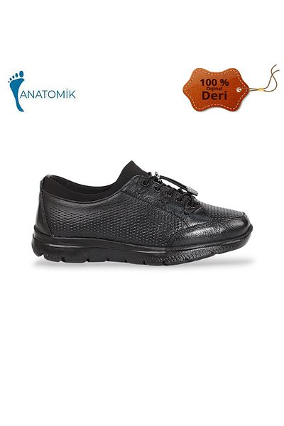 Konfores 1845-415021 Pantofi de sezon cu talpă anatomică din piele naturală - NKT01845-negru-38