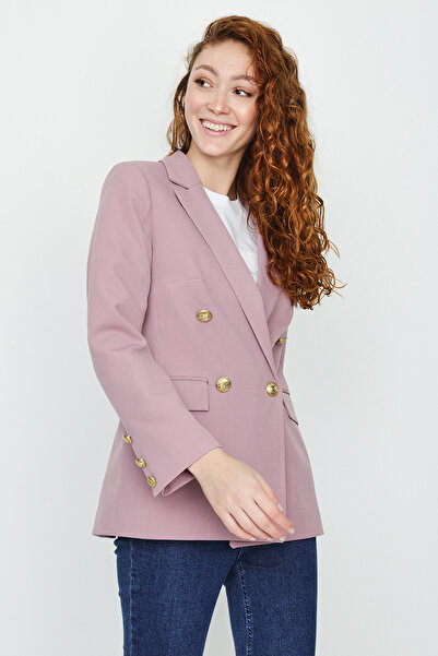 Select Moda Γυναικείο μπλέιζερ με χρυσά κουμπιά σε λιλά χρώμα