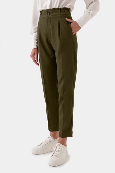 Just Like You Women's Khaki Trousers - Elastic Waist