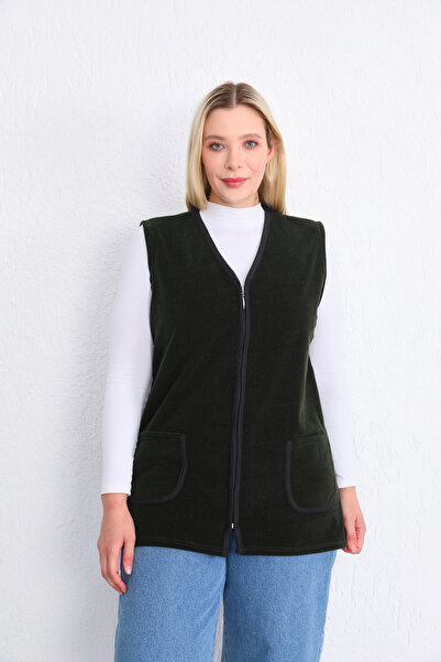 Kardelen Butik Ümraniye Khaki Green Fleece Vest