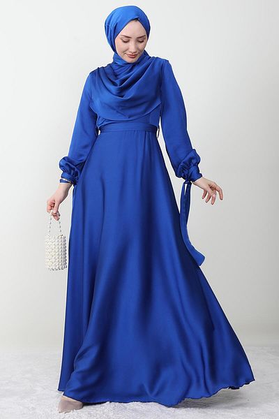 GİZ AGİYİM Βραδινό φόρεμα με δεμένο μανίκι Midnight Blue