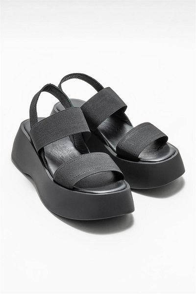 Elle Shoes Black Women's Wedge Heel Sandals