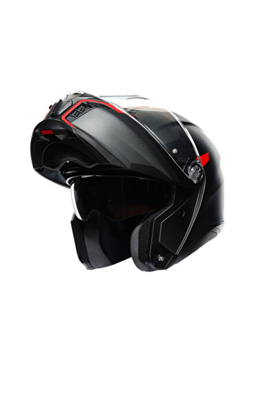 AGV Tourmodular Frequency Matt Gun Metal Red Çene Açılır Kask