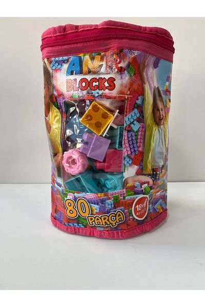 TUZY KIRTASİYE OYUNCAK مكعبات النمل 80 قطعة مع حقيبة LEGO PINK
