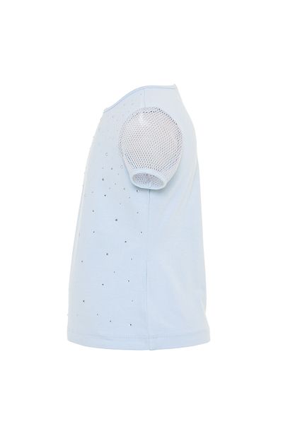 Pamina Tricou albastru cu mâneci strânse, conceput de o fată