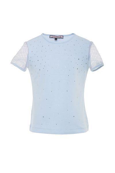 Pamina Tricou albastru cu mâneci strânse, conceput de o fată