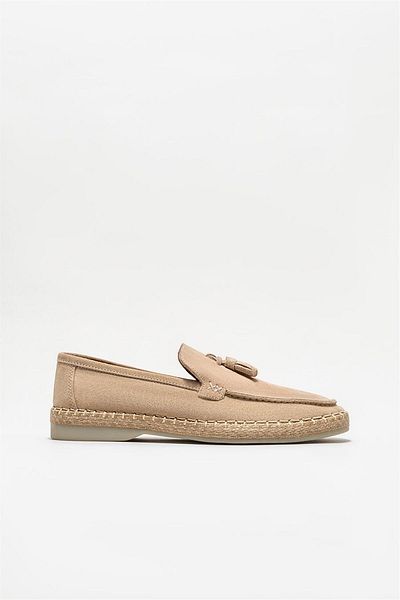 Elle Shoes Beige Leather Men's Espadrille