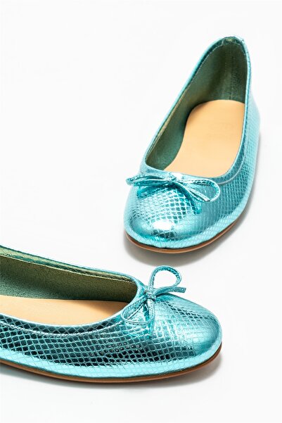 Elle Shoes Mavi Deri Kadın Babet