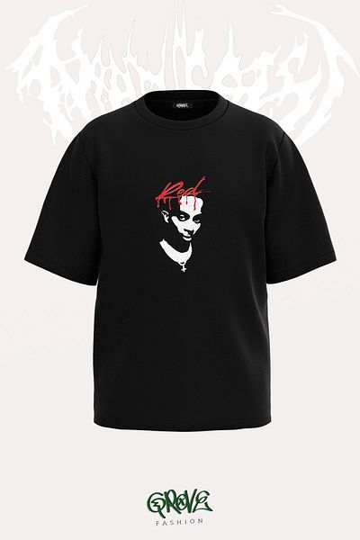Grove Fashion Tricou oversize unisex cu imprimeu în față Playboi Carti Red Silhouette