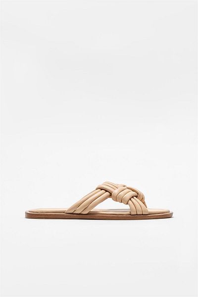 Elle Shoes شبشب نسائي مسطح من الجلد الطبيعي