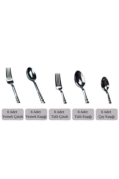 Dore Voir 6 Person 30 Piece Fork Spoon Set Heart Model