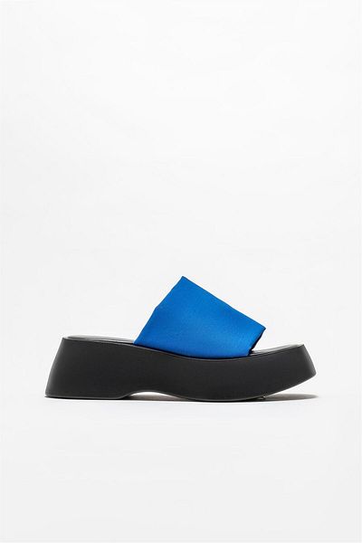 Elle Shoes Blue Women's Wedge Heeled Slippers