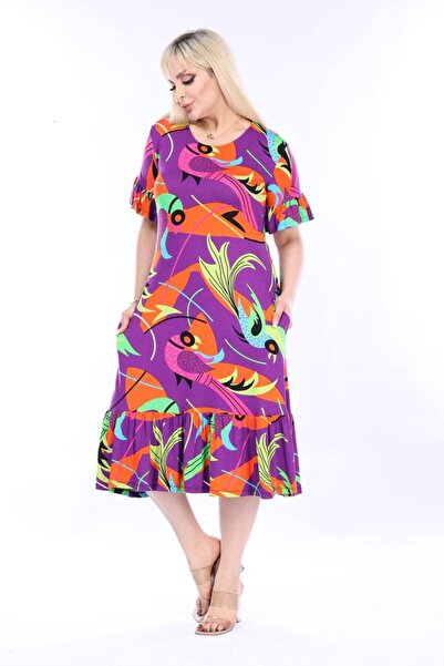 mezura tekstil Μανίκια και φούστα με βολάν με βολάν με κοντό μανίκι Κομψό φόρεμα βισκόζης χτενισμένο βαμβακερό με τσέπες