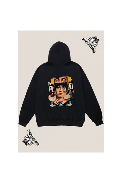 MarkaTurko EMİNEM custom design back printed Black Hooded Unisex Sweatshirt 505-54