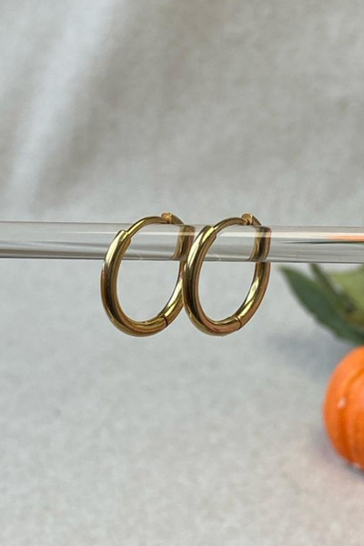 Jaida Moda Women's Gold Stainless Steel White Heart Model Charm Dangle Hoop Earrings