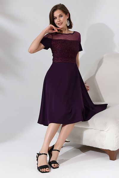Fasmia DAMSON SHOULDER OPEN NECK SILVERY DRESS F134