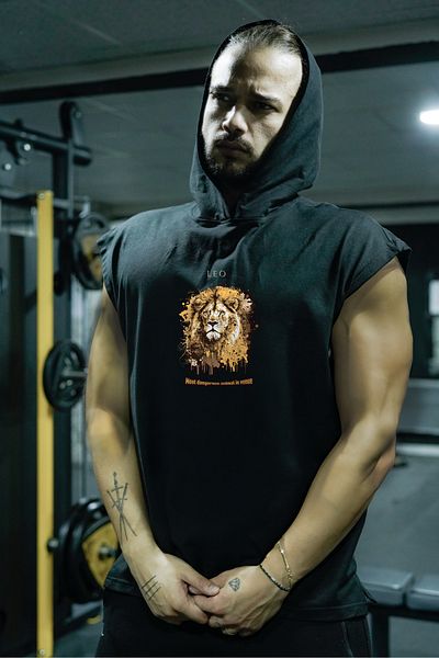 Oxlade Lion Leo Athlete's Tank Gym Toptank Hooded "The Most Dangerous Animal in the Mech®