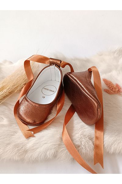 Hodore Fiore Copper Genuine Leather Baby Ballerina Loafer