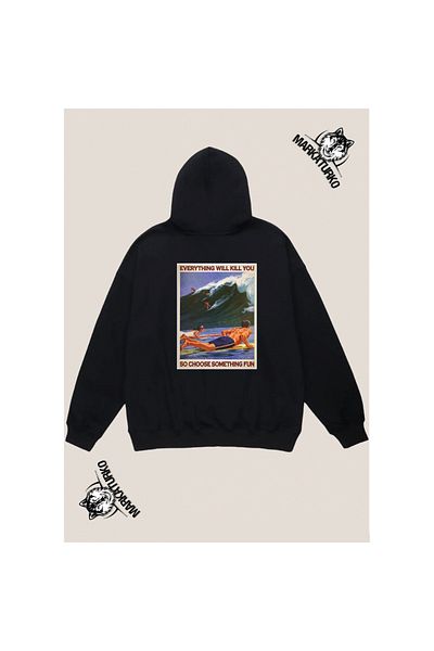 MarkaTurko EVERYTHİNG WİLL KİLL Custom Design Back Printed Black Hooded Unisex Sweatshirt 505-129