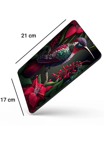 SonicTouch Hummingbird Themed Pink Lily Flowering Non-Slip Gaming Gamer Seamless Mouse Pad/Pad 17x21cm
