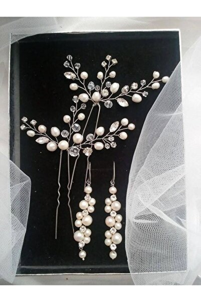 ecrin tuhafiye hobi 2li İncili Şefaf Boncuklu Taraklı Gelin Saç Tokası & 2li ...