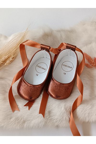Hodore Fiore Copper Genuine Leather Baby Ballerina Loafer