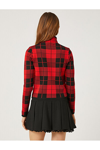 Koton High Collar Zipper Cardigan