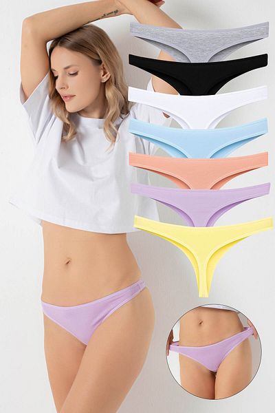 pink mood Γυναικείο Αθλητικό στρινγκ από μαλακό βαμβακερό βραζιλιάνικο πακέτο 7