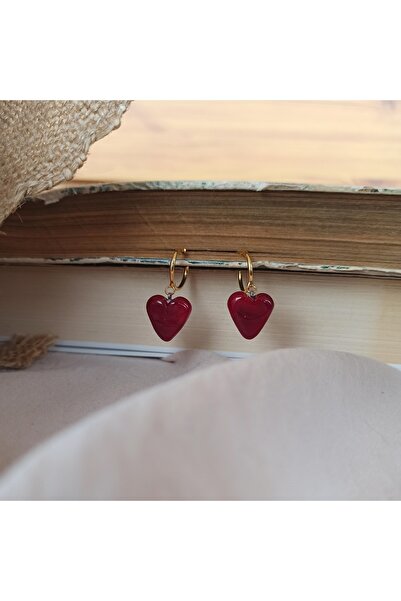 Arezzo Seyglass Murano Cam Bordo Kalpli Küpe| Cam Küpe Aksesuar | Cam Boncuk Küpe