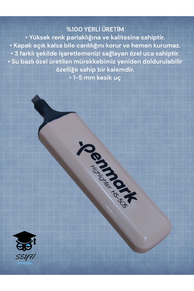 SEYFİKİRTASİYE TÜRK MALI FOSFORLU KALEM CANLI RENKLER DOLDURULABİLİR İŞARETLE...